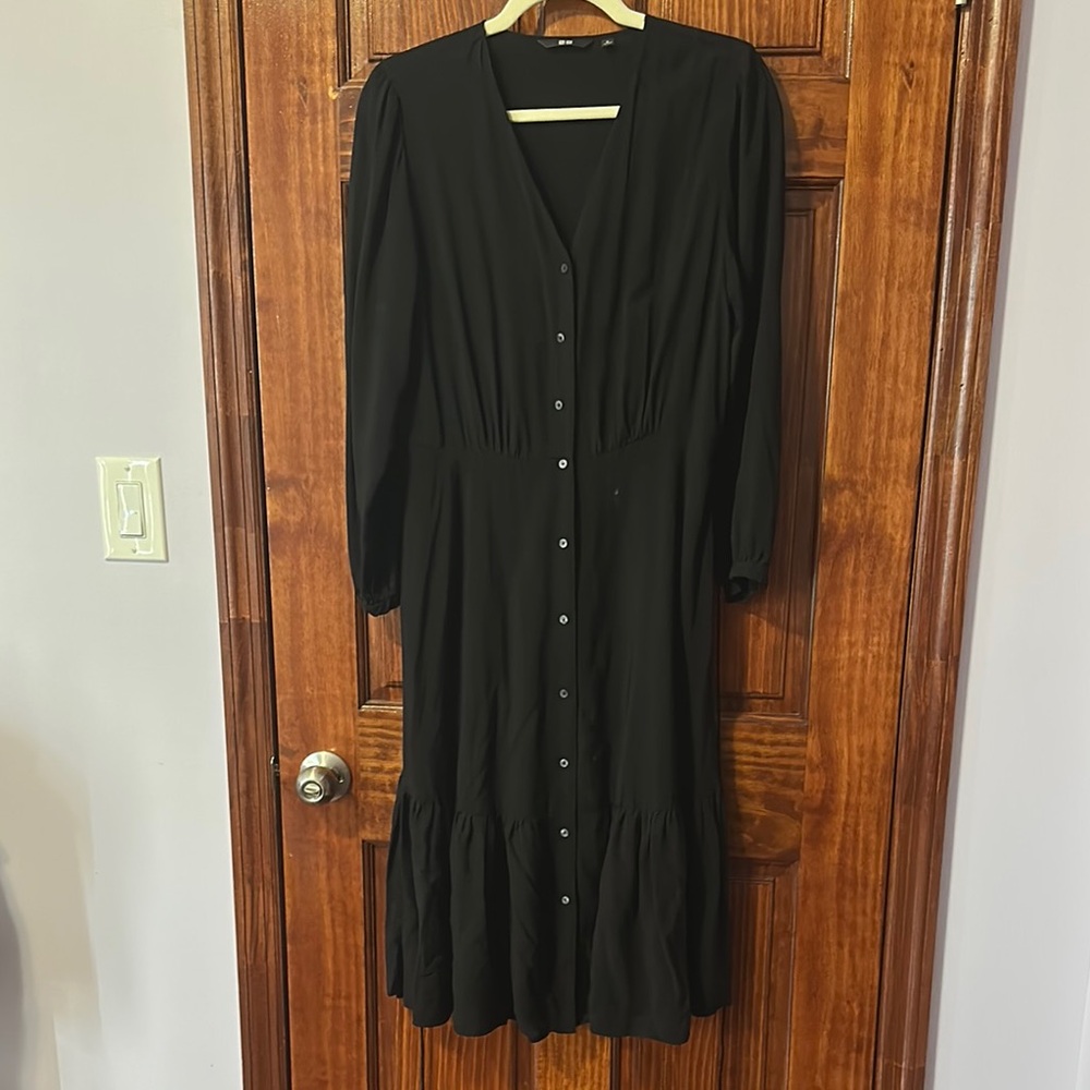 Elegant Black Button-Down Dress